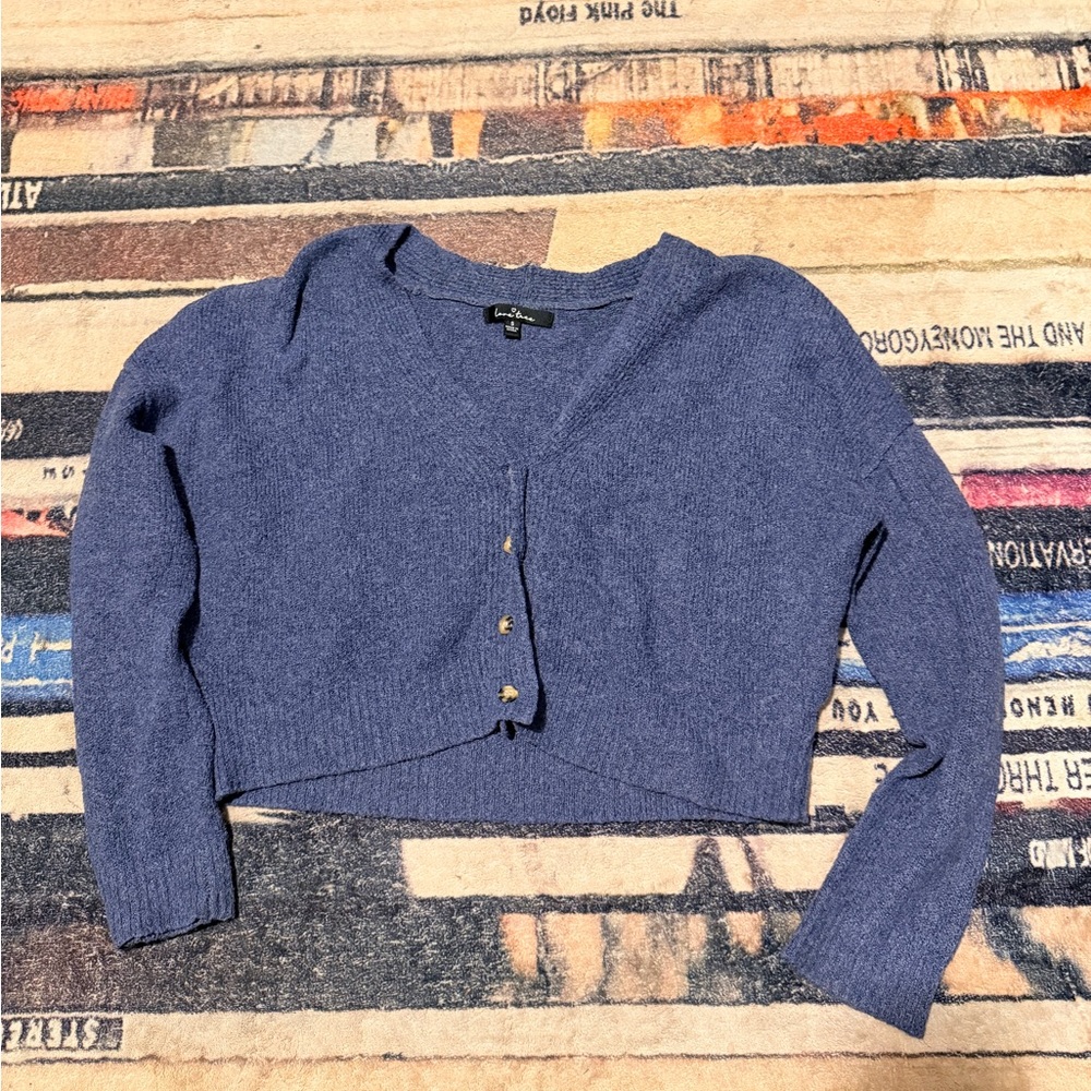 Love Tree blue Cropped Cardigan small